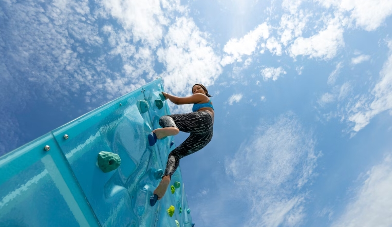 pool climbing wall