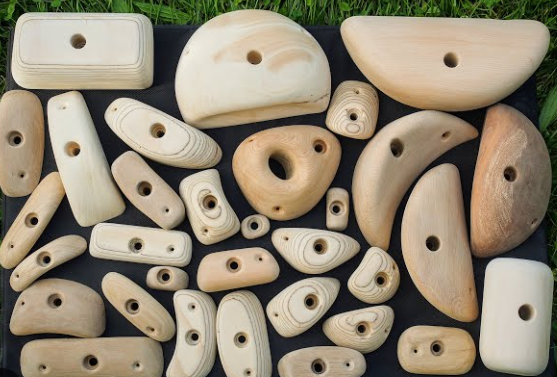 wooden climbing holds
