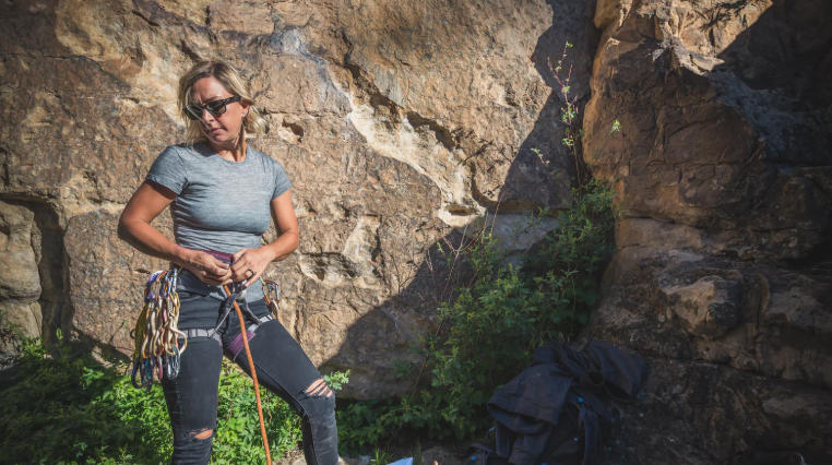 female rock climber